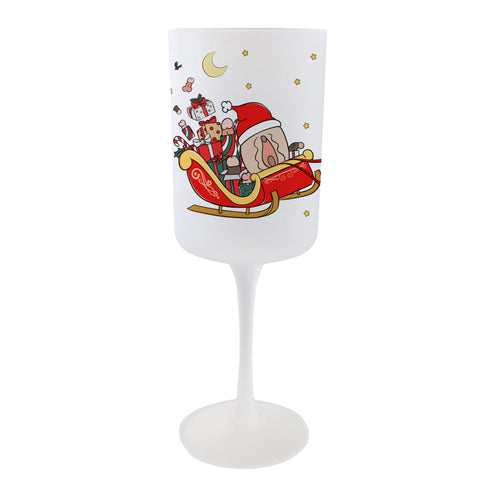 Santa's Sleigh Wine Glass